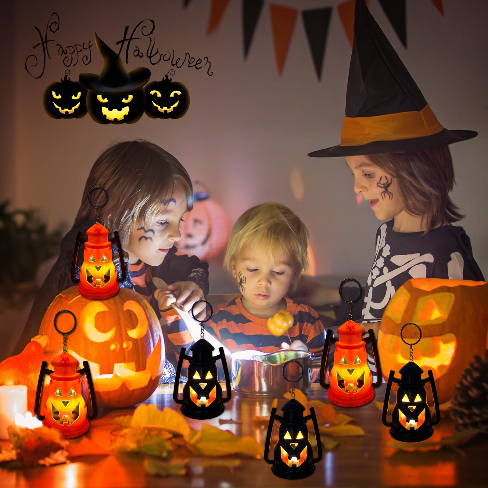 Halloween Pumpkin Lantern Youngster Handheld Night Light Safe LED Decoration Creator For Bedroom Parties And Display - View #2
