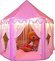 Monobeach Princess Castle Play Tent for Girls - Large 55x53 Inch Kids Playhouse with Star Lights, Indoor Outdoor Toy