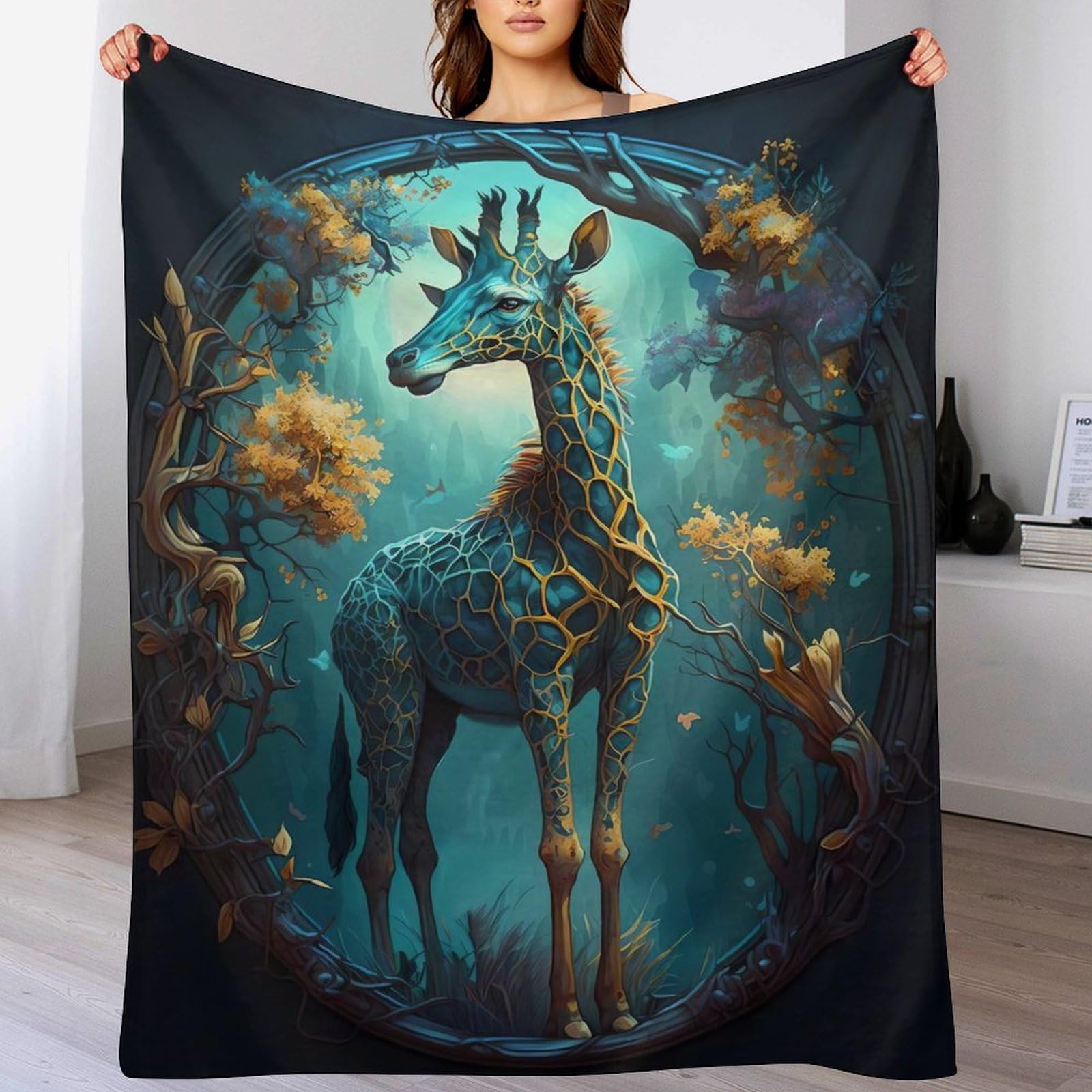 Couverture Polaire Girafe Plaid Flannel Lit Chaud Canapé 150x200cm