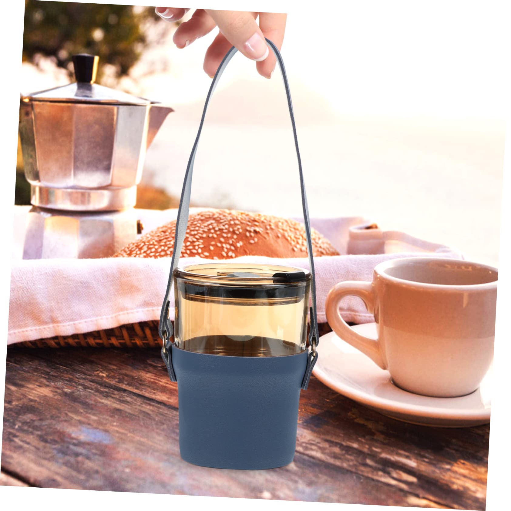 MAGICLULU 5piezas Funda De Cuero Pu Para Tazas De Café Portavasos Portátil Con Asa Para Bebidas Soporte De Transporte Ligero y Resistente Al Desgaste Para Uso Diario y Festividades
