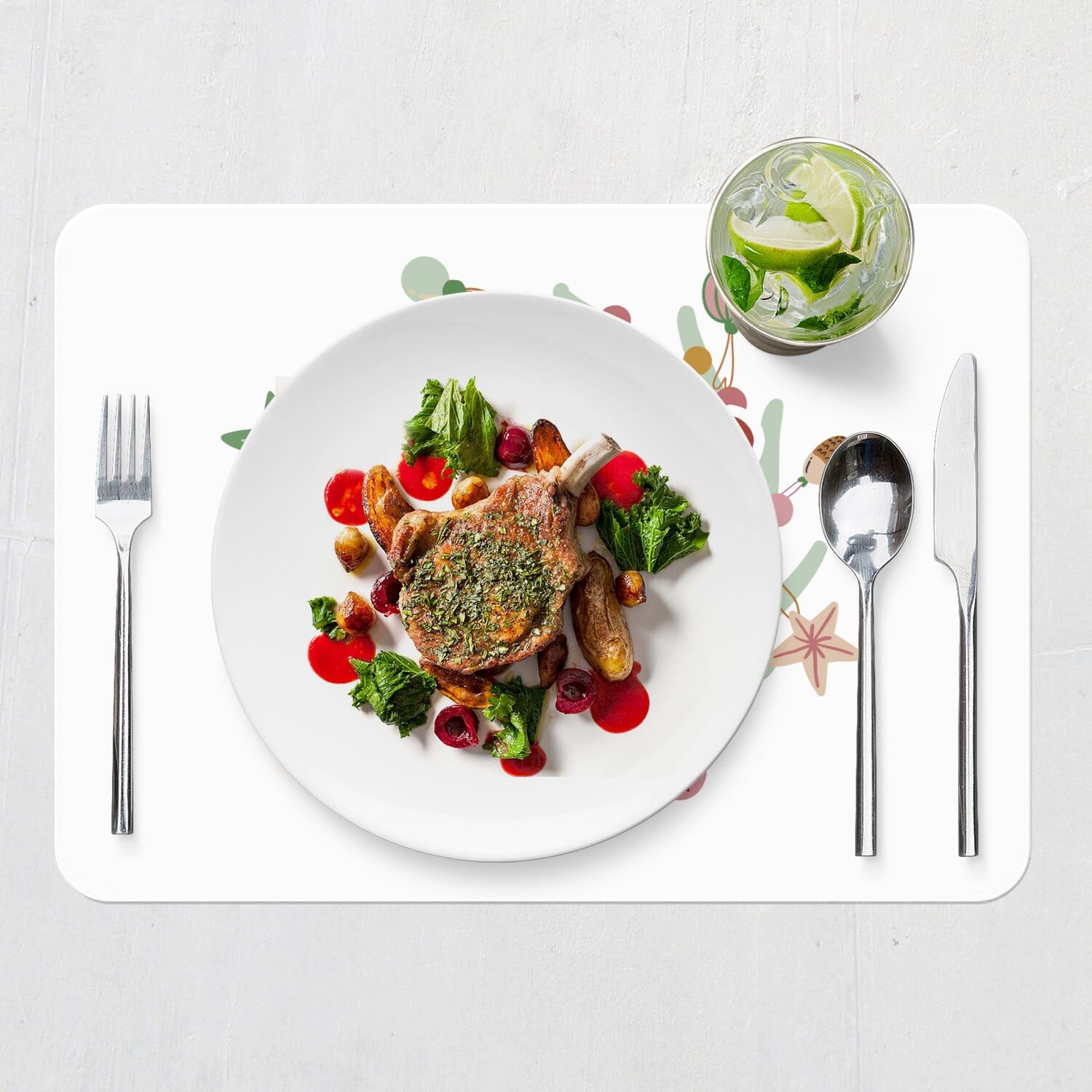 Feestdagen placemat zelf inkleuren met kersttekening