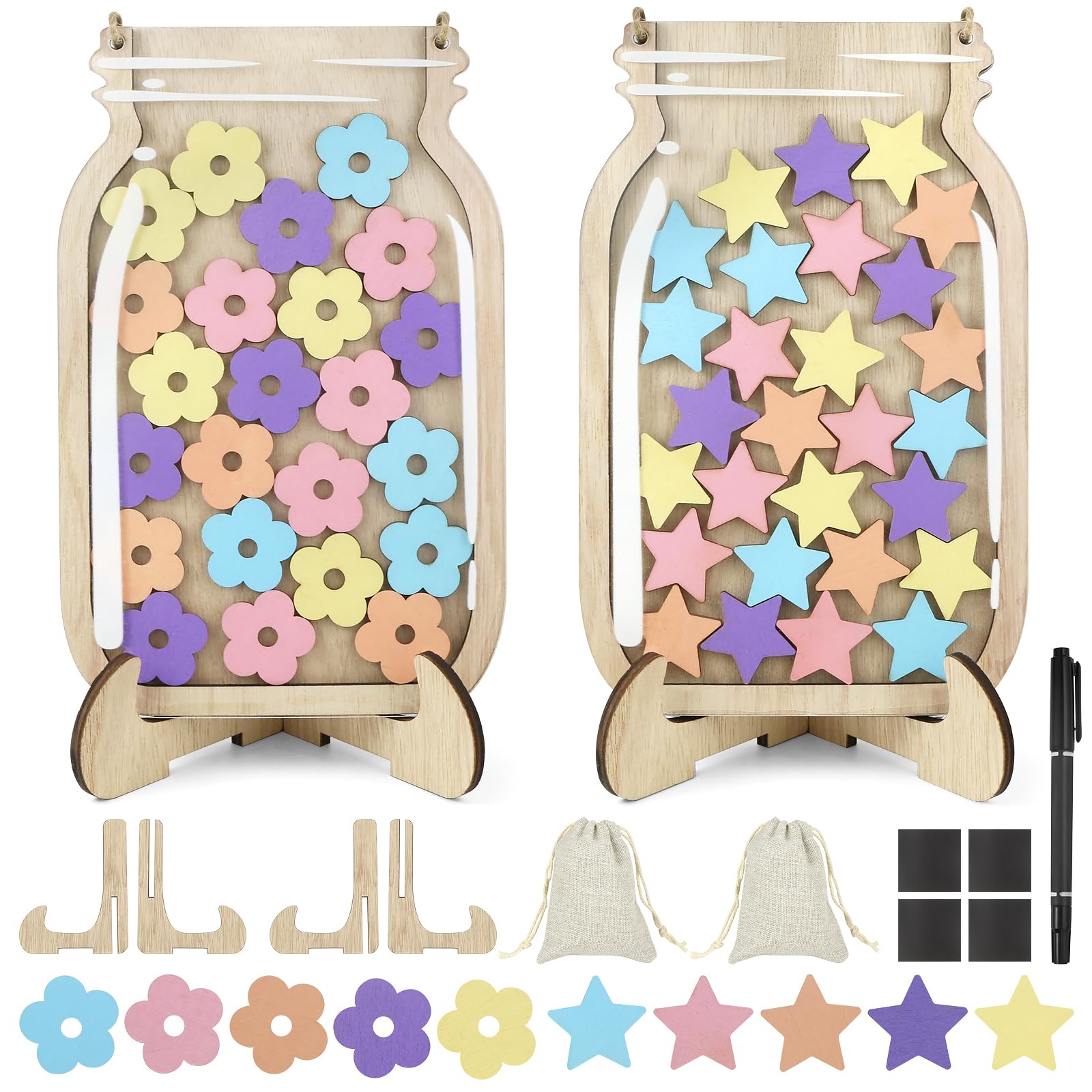 2 Pack Star Reward Jar System Magnetic Reward Jar Star Flower Reward Jars for Kids Reward Chart for