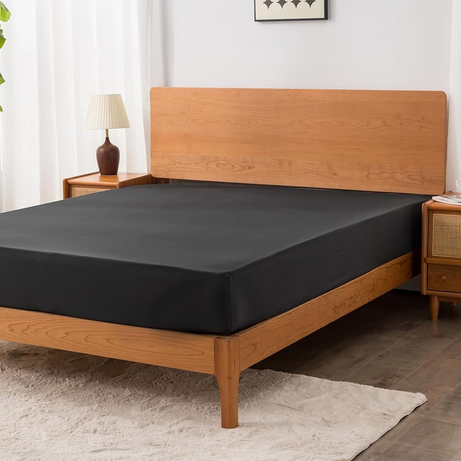 16" Prewashed Deep Pocket Fitted Sheet King Size - Pack of 2 Bed Sheet - Soft Brushed Microfiber - Fits up to 16 inch Mattress - Breathable, Wrinkle Free, Fade Resistant,Easy Care (Black,72 * 80)