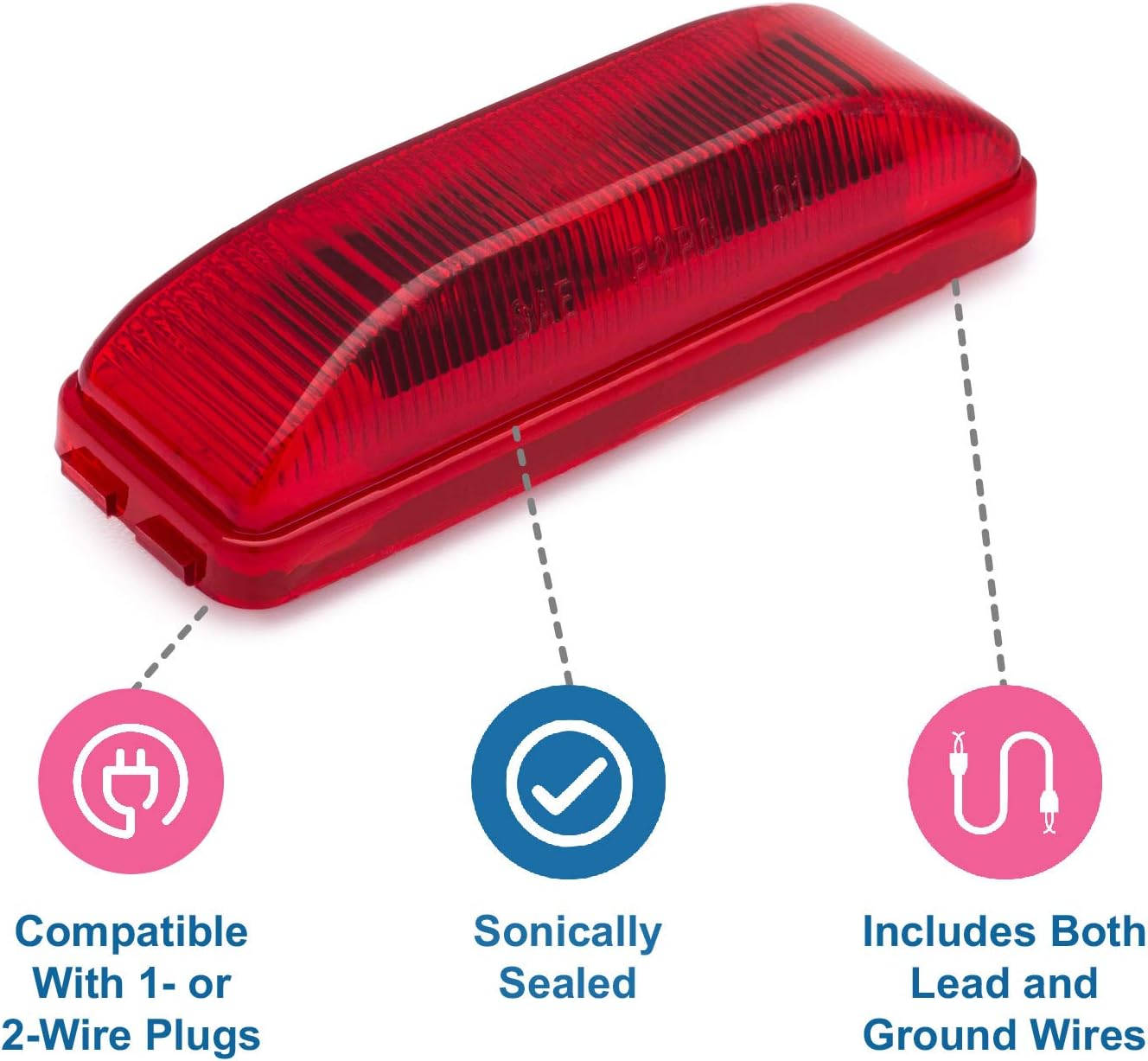 Lumitronics RV Model 19 Thin Line Sealed LED Marker Clearance Light (Red) image 3