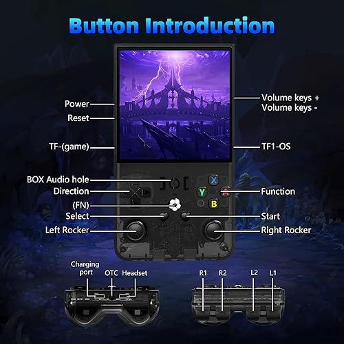Vista 5 de R36MAX - Consola de juegos de mano retro, consola de juegos retro con pantalla IPS HD de 4.0 pulgadas, consolas de videojuegos con memoria de 64 GB