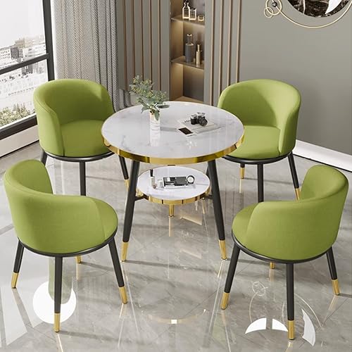Miniatura 8 de YVYKFZD Office Reception Room Club Table, Simple Kitchen Dining Table Set with Storage Shelf, Round Conference Table for 4, Business Conference Room
