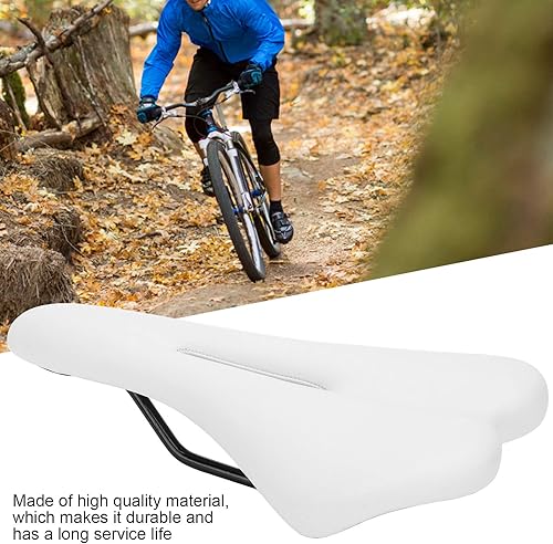 Miniatura 3 de Keenso Sillín de bicicleta de carretera, universal ordinario hueco silla de montar de bicicleta de montaña asiento cómodo cojín ciclismo (blanco)