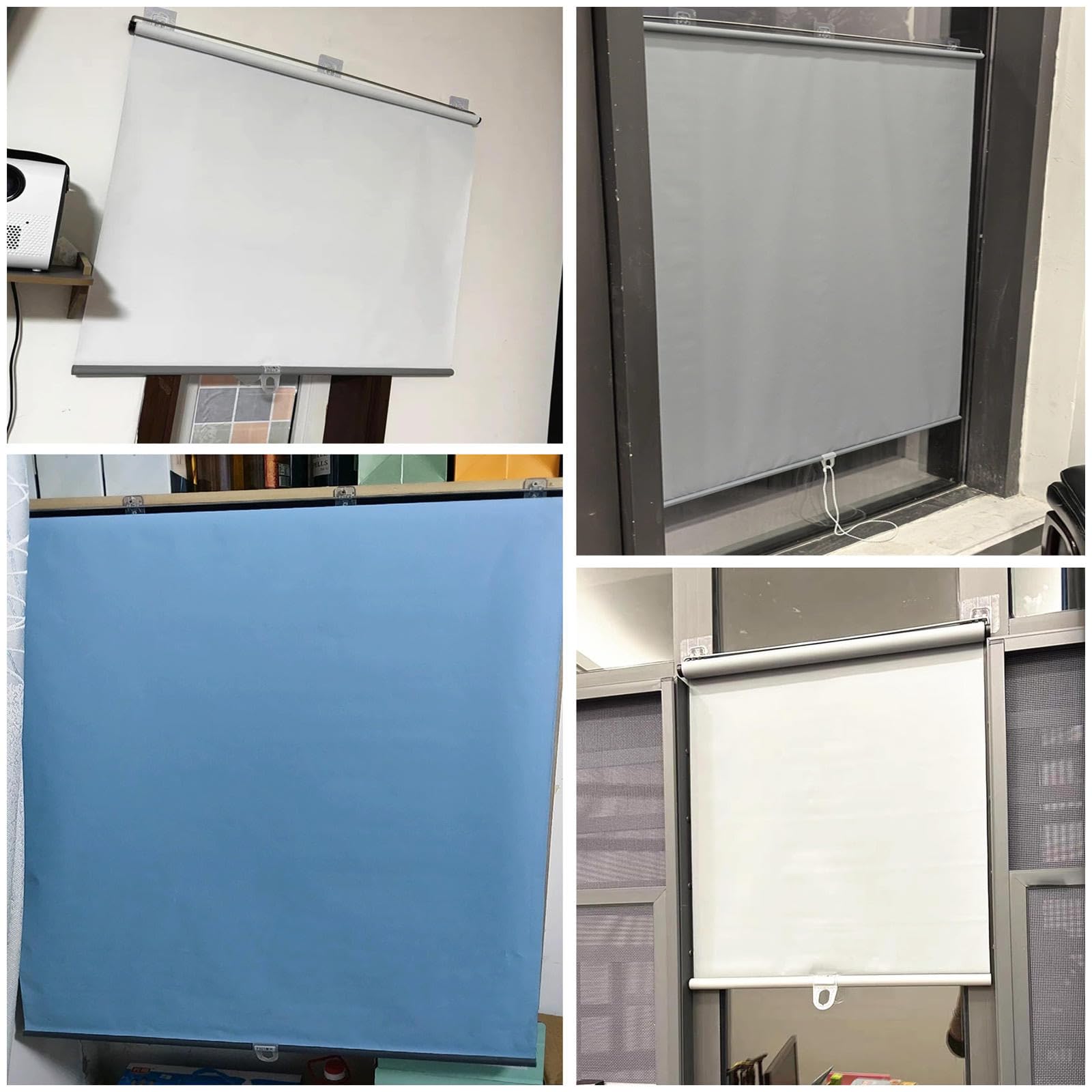 Tende a Rullo Termoisolanti Senza Forare,Tende Oscuranti,Tende Avvolgibili Retrattili Automatiche,Tende Temporanee per Porte E Finestre,con Gancio Trasparente,Grey-72x150cm(28.3x59in)