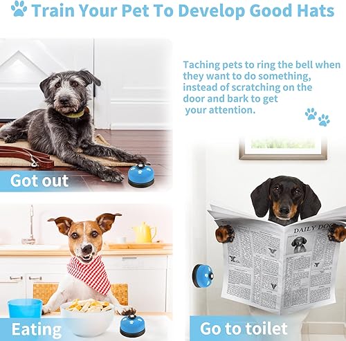 Miniatura 5 de Paquete de 3 timbres para perros, campanas de entrenamiento de mascotas para salir al aire libre, dispositivo de comunicación y entrenamiento para