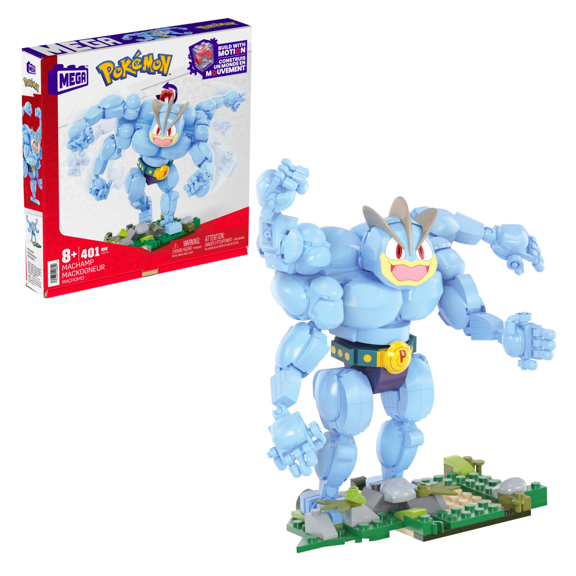 MEGA Pokémon Building Toys Set Machamp with 401 Pieces, Articulated and Poseable with Motion, 6+ Inches Tall, for Kids, HTH70