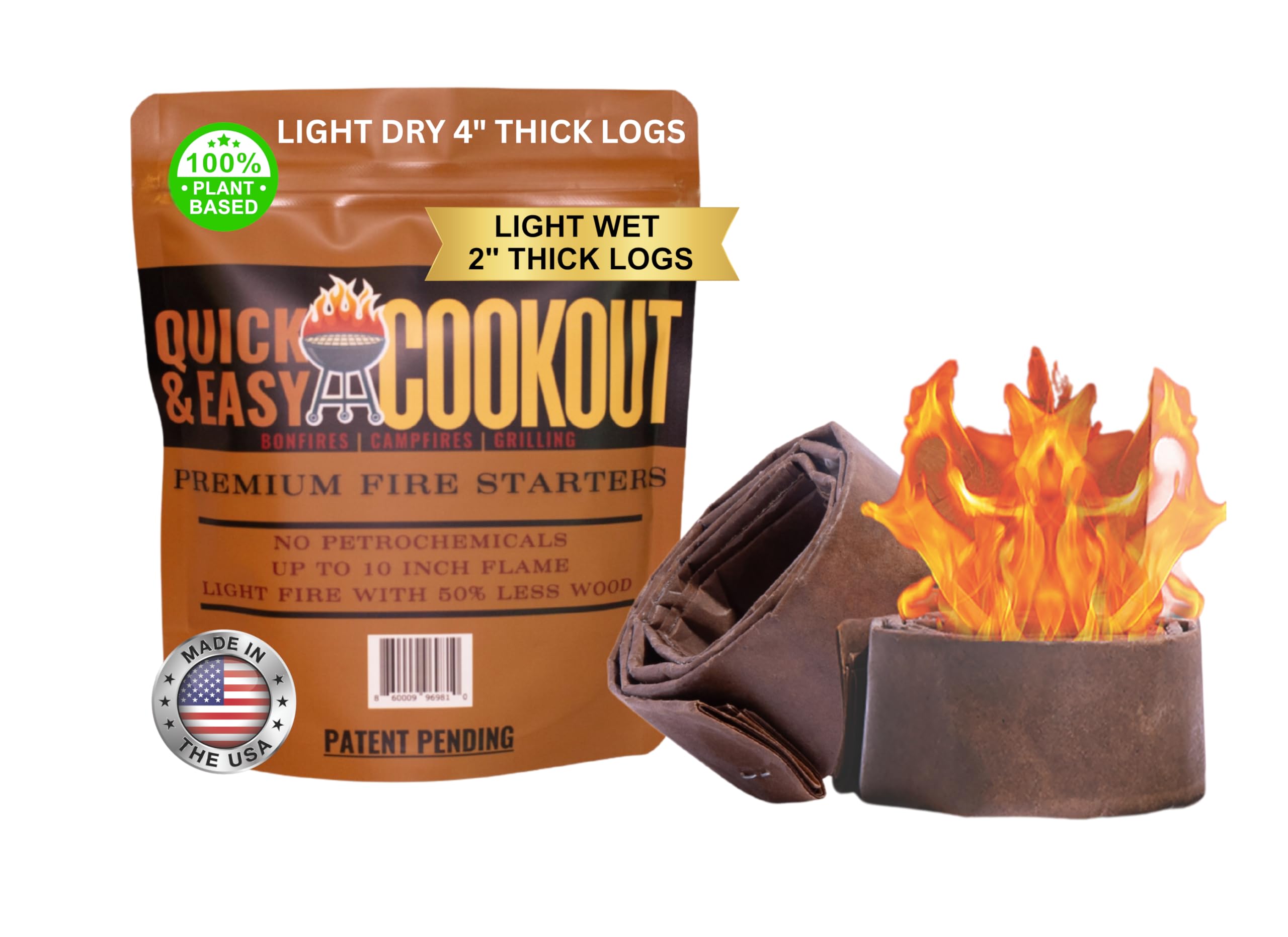 The Most Powerful Fire Starter You Will Ever Need. Plant-Based Fuels Only. Light Wet Logs Without Kindling & Start Fires with Only Large Logs. Patent-Pending. for Camping, Firepits, Survival