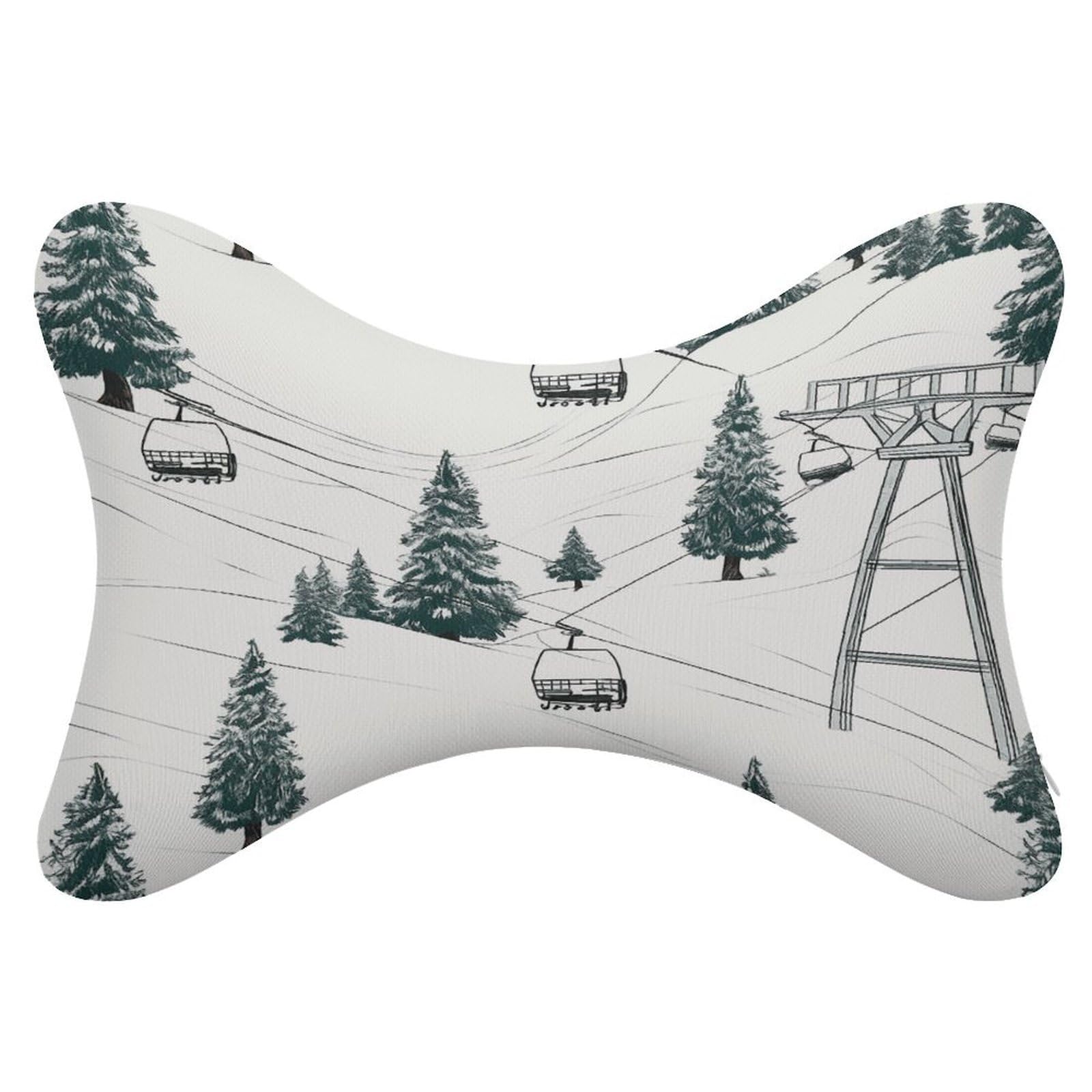 FekiLoot Ski Lift with Fir Tree Car Headrest Set of 2,Softness Memory Foam Car Neck Pillow with Breathable Removable Cover Car Neck Support Pillow Ergonomic for Driving, Office