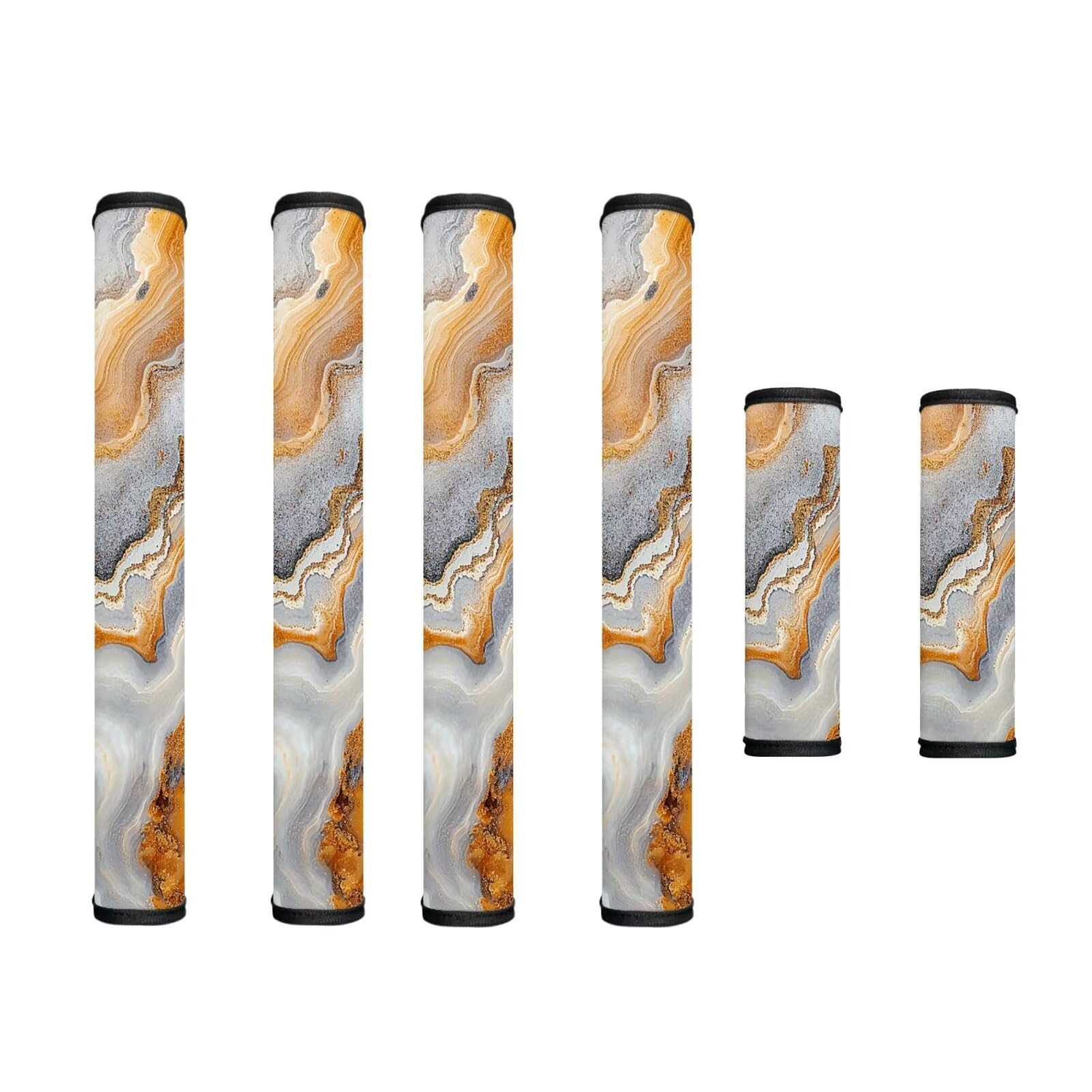 Refrigerator Door Handle Covers Set of 6 Neoprene Kitchen Appliance Handle Anti-Dust Protector for Fridge Microwave Kitchen Cabinet Stove Dishwasher, Gray Gold Marble Print