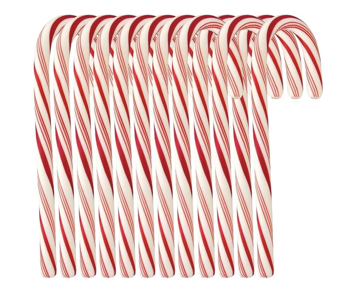 Candy Cane Peppermint Flavored 120 COUNT BULK | Red & White Stripes Individually Wrapped | (10 Boxes (12ct) 120 Total)