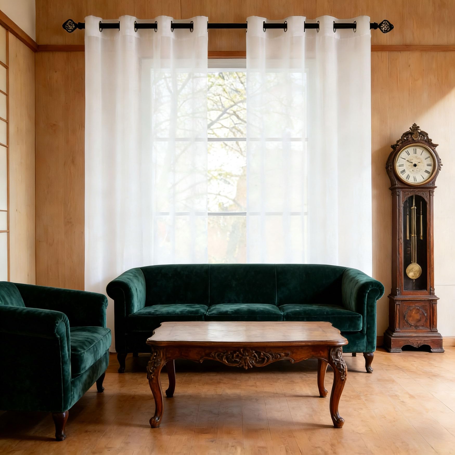 Cortinas de dormitorio que filtran la luz sin arrugas color blanco