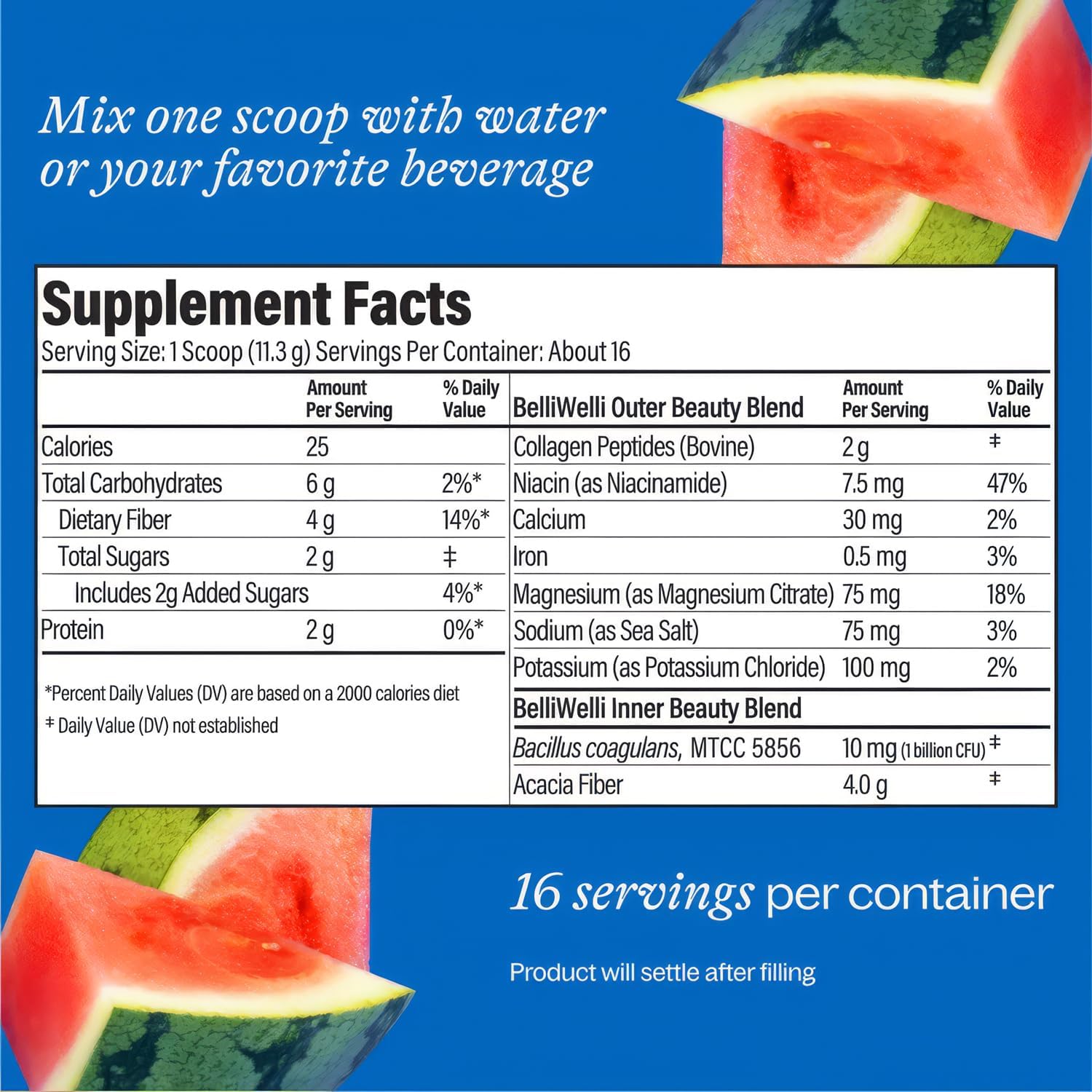 Belli Welli Fiber Supplement for Women & Men – Premium Daily Fiber Powder from Organic Acacia with Added Collagen, Electrolytes & Probiotics – No Bloat, Constipation & Gut Health Support (Watermelon) - Image 5