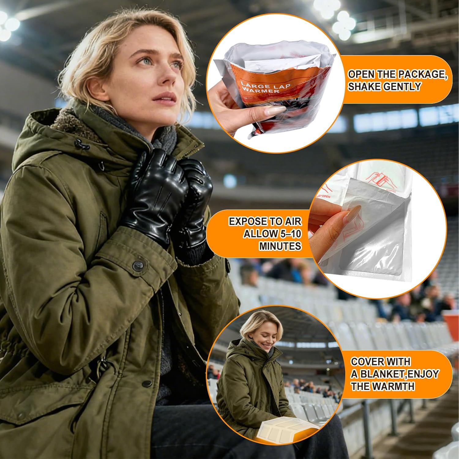 16" x 12" Extra Large Lap Warmers, Up to 12 Hours of Long Lasting Heat, Disposable Body Warmers for Football Games, Camping, Cold Weather and Temporary Emergency, Single Use, Air Activated - Image 6