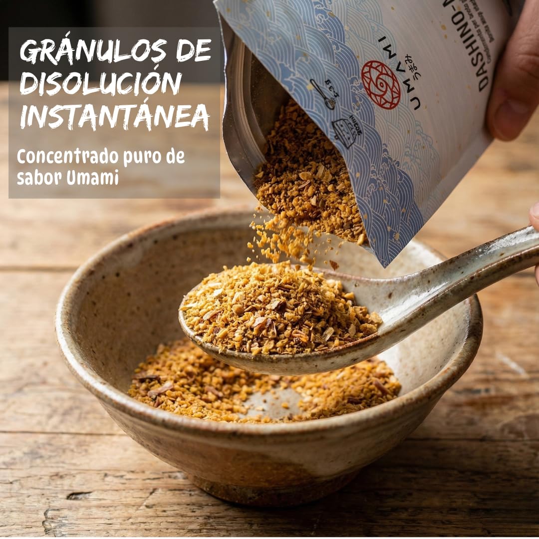 Umami Dashino-moto (Granulado para caldo) - 100 g - Elaborado por japoneses, procedente de pesca sostenible, secado lento y delicado