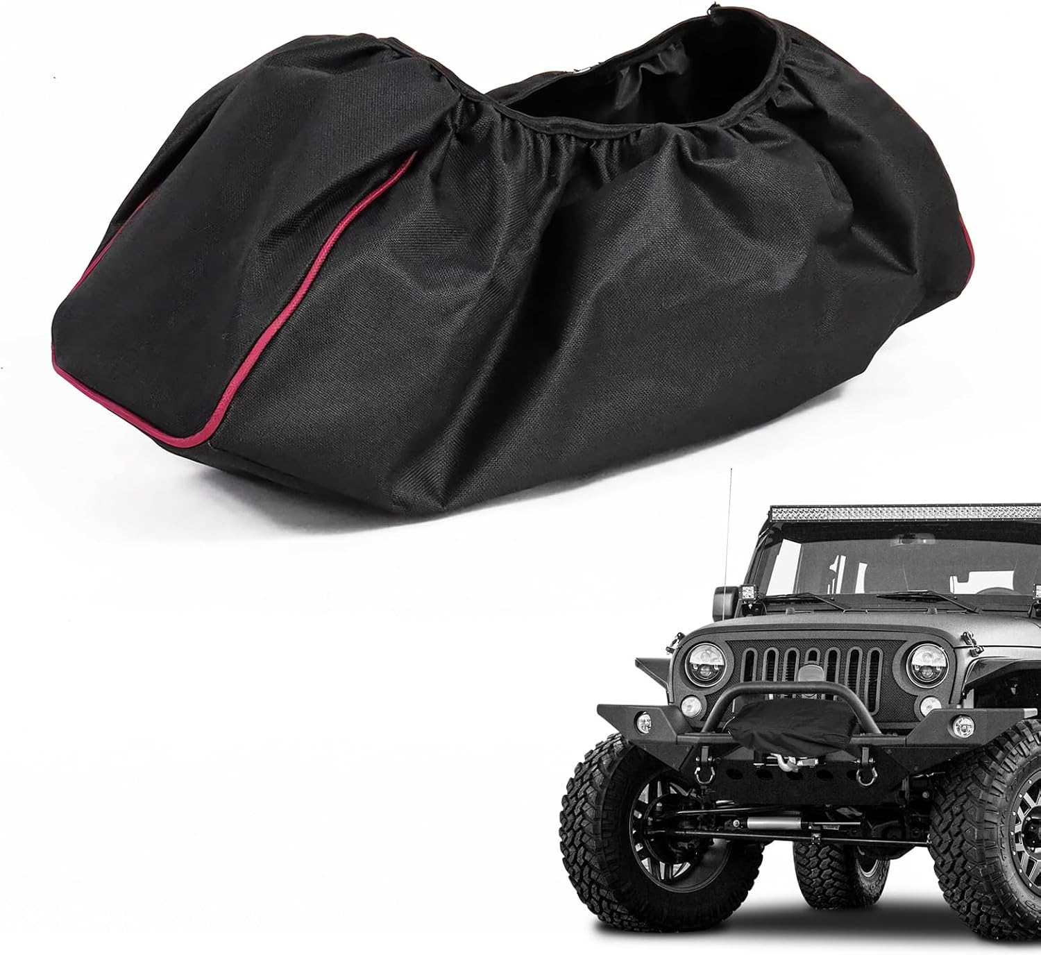 Sun Walker Winch Cover, 600D Oxford Fabric Waterproof Winch Protective Cover, Heavy Duty UV-Resistant Protector Dust-Proof Exterior Accessories for Electric Winches 8500-17500 lbs