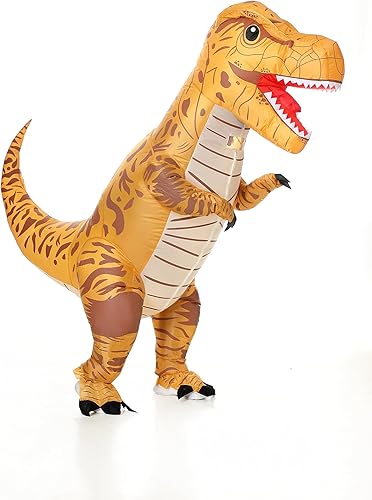 Miniatura 7 de Ouksma Disfraz inflable de Halloween de T-Rex para adultos, disfraz de dinosaurio inflable para adultos, divertido disfraz de Halloween