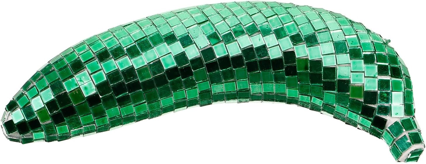 Angoily Disco Banana Mirror Reflection Table Decoration Green Retro Fruit Ornament for Home Living Room Party Supply Artificial Fruit Centerpiece