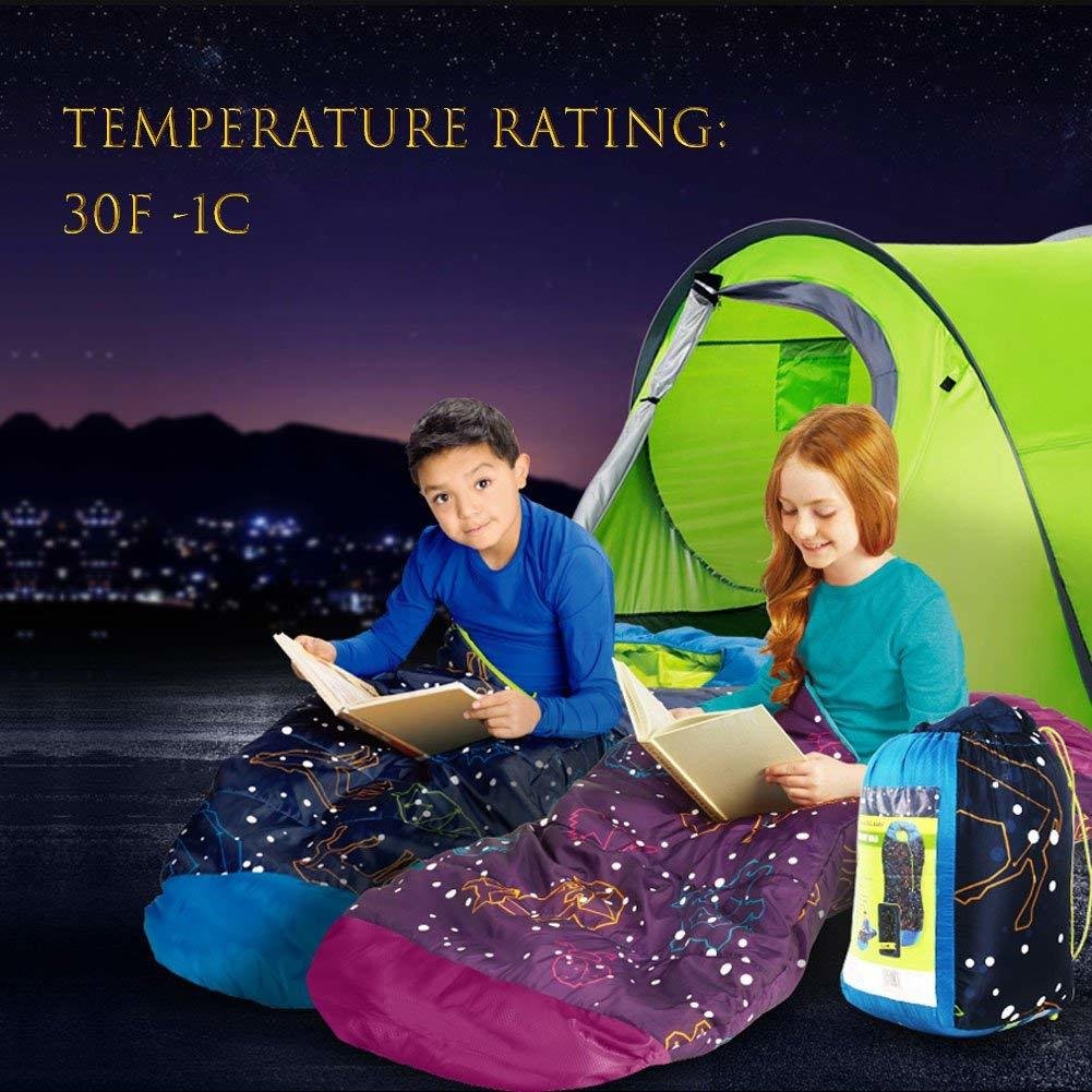 AceCamp, sacco a pelo Kid's Glow-in-The-Dark, adatto per bambini, 3 stagioni, fino a 142 cm di altezza, fino a -1°C