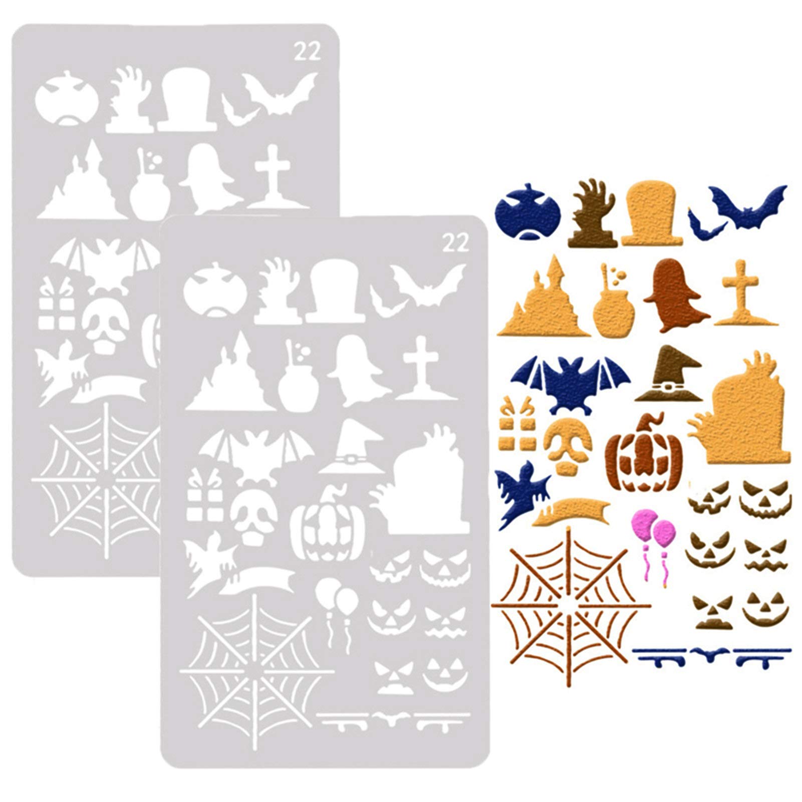 DUBENS Pack of 2 Halloween Layering Stencils Drawing Colour Spray Stencil DIY Scrapbook Photo Album Decorative Embossing DIY Card Crafts