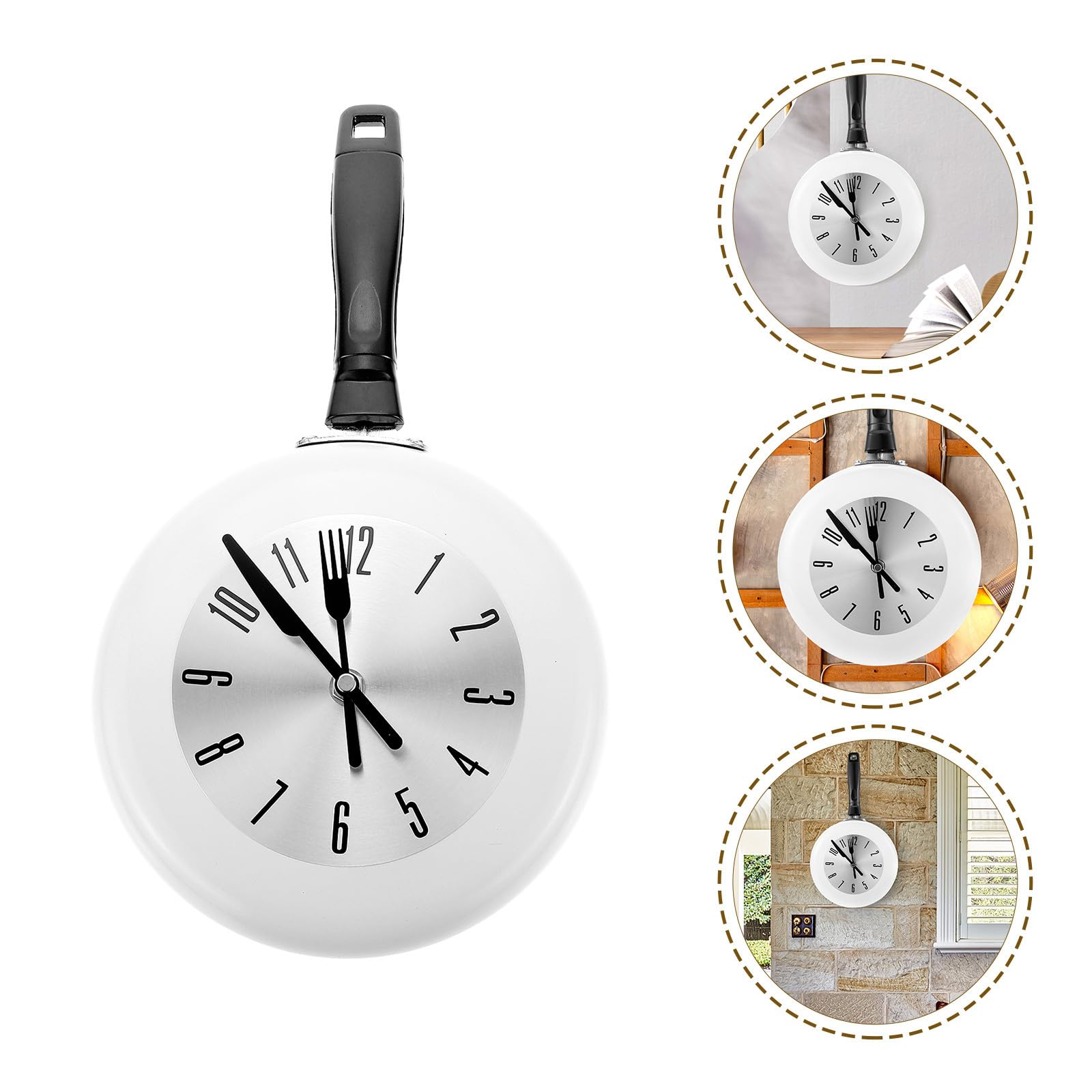 Orologio da Parete per Cucina Bianco in Acciaio Inox e Plastico Movimento al Quarzo e Design Rotondo, per Decorazione Domestica Silenziosa senza Batteria