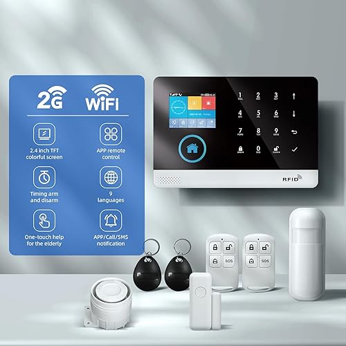 Miniatura 2 de LWOHSI Sistema de alarma de seguridad para el hogar, sistemas de seguridad inalámbrica 4GWiFi para el hogar con sensor de puertaventana, alertas de