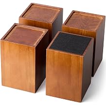 4 Pcs 6" Solid Wood Bed Furniture Riser Walnut Color Couch Lifter