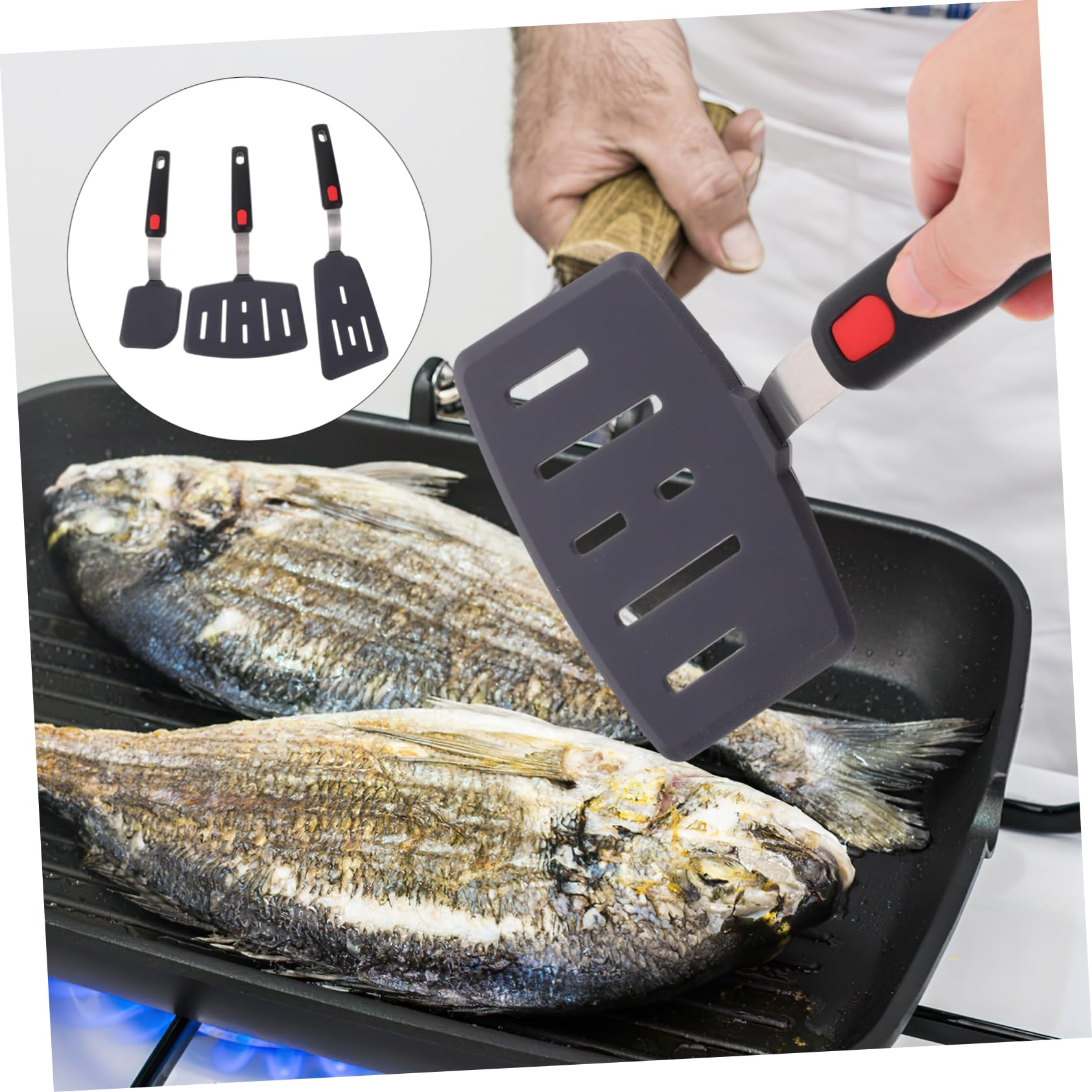 ULTECHNOVO 3 pezzi Spatole in Silicone per Wok e Pentole Antiaderenti Resistenti al Calore Multiuso e Riutilizzabili Utensili da Cucina con Lame Flessibili per Pancake Uova e Fritture
