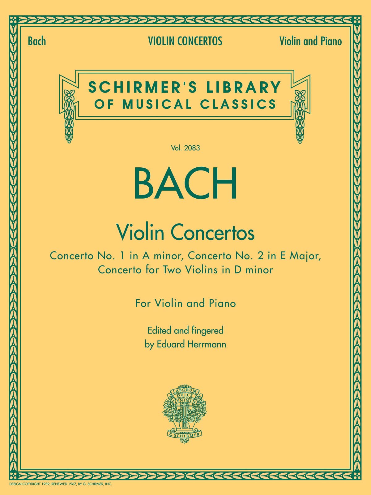 Bach - Violin Concertos: Schirmer Library of Classics Volume 2083 (Schirmer's Library of Musical Classics, 2083)