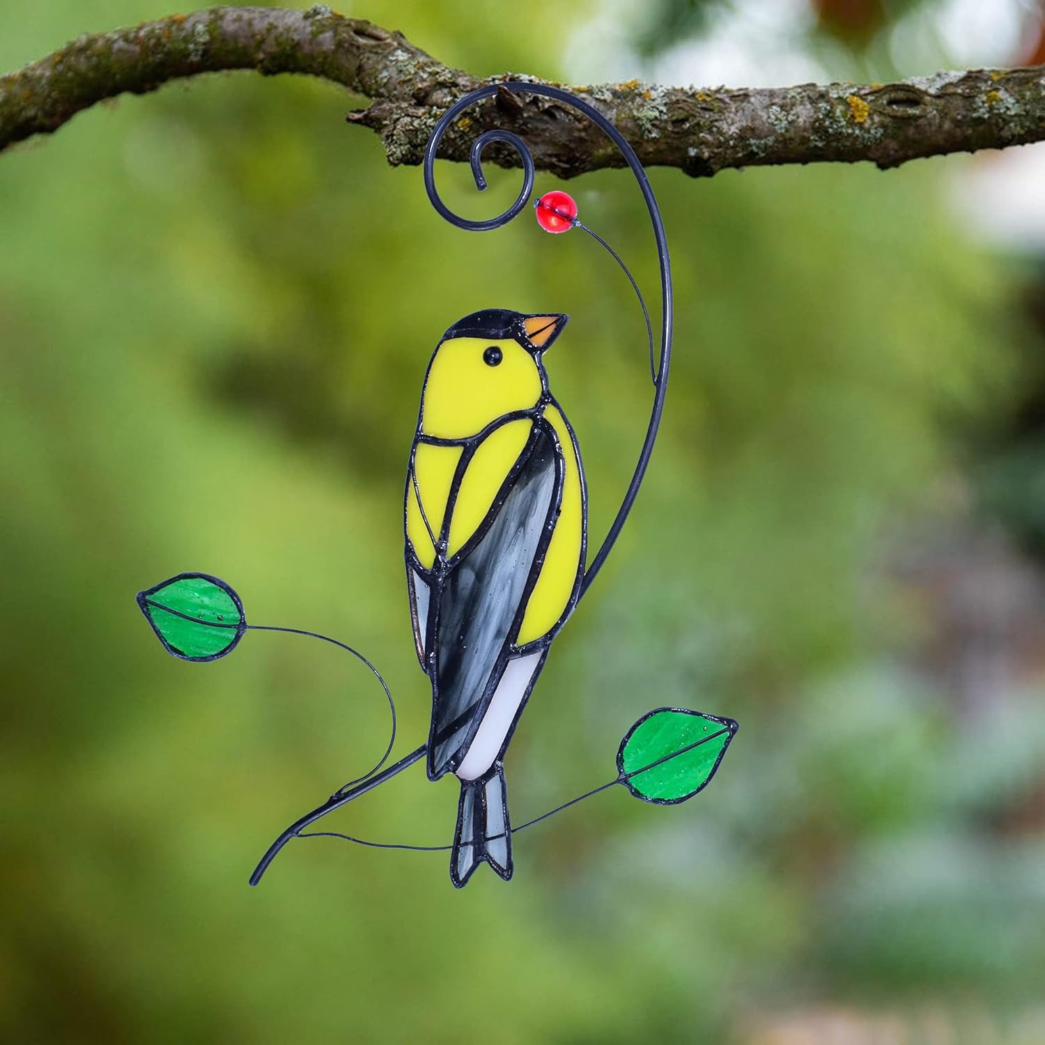 Lolitarcrafts Goldfinch Stained Glass Window Hangings Bird Suncathers for Window - Image 2