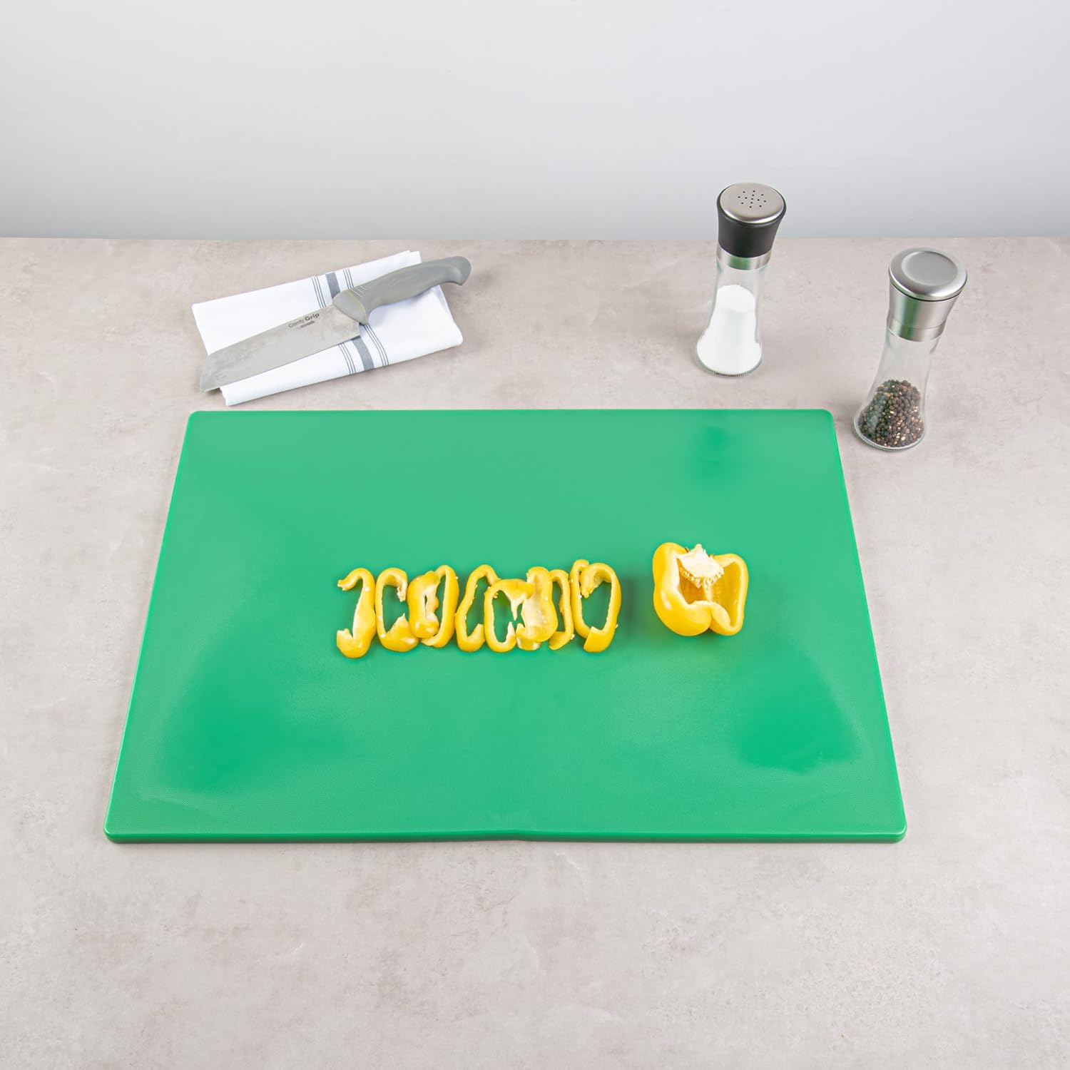 Restaurantware RW Base 24 x 18 Inch Cutting Boards 10 Color Coded Chopping Boards - No Scratch Dishwashable Green Plastic Cutting Board Mats No Odor Reversible For Fruits And Vegetables
