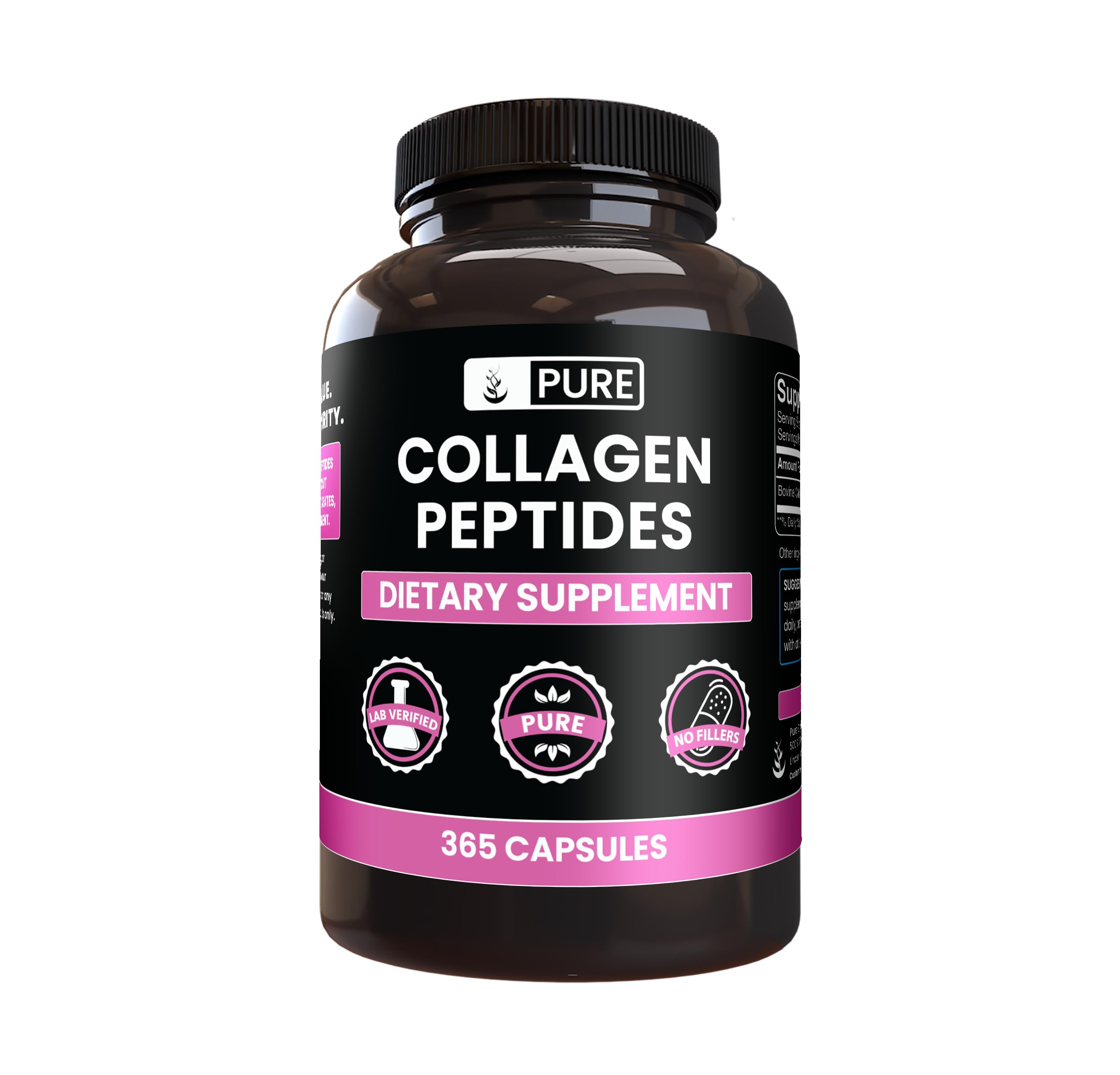 PURE ORIGINAL INGREDIENTS Collagen Peptides 365 Capsules No Magnesium Or Rice Fillers Always Pure Lab Verified