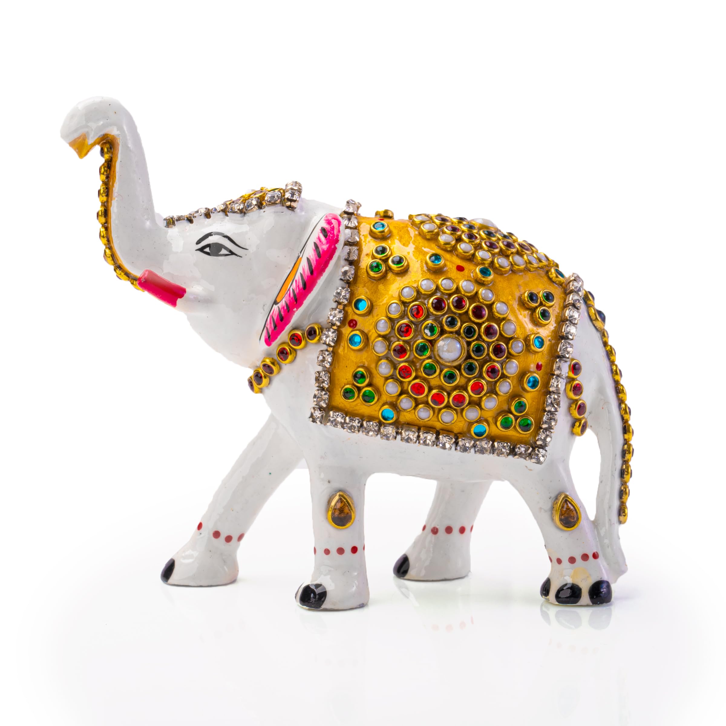 Tarini Gallery Minakari Traditional Indian Festive Décor Statue Sculpture Figurine Decoration for Home Office Party and Gifting (Minakari Elephant White)