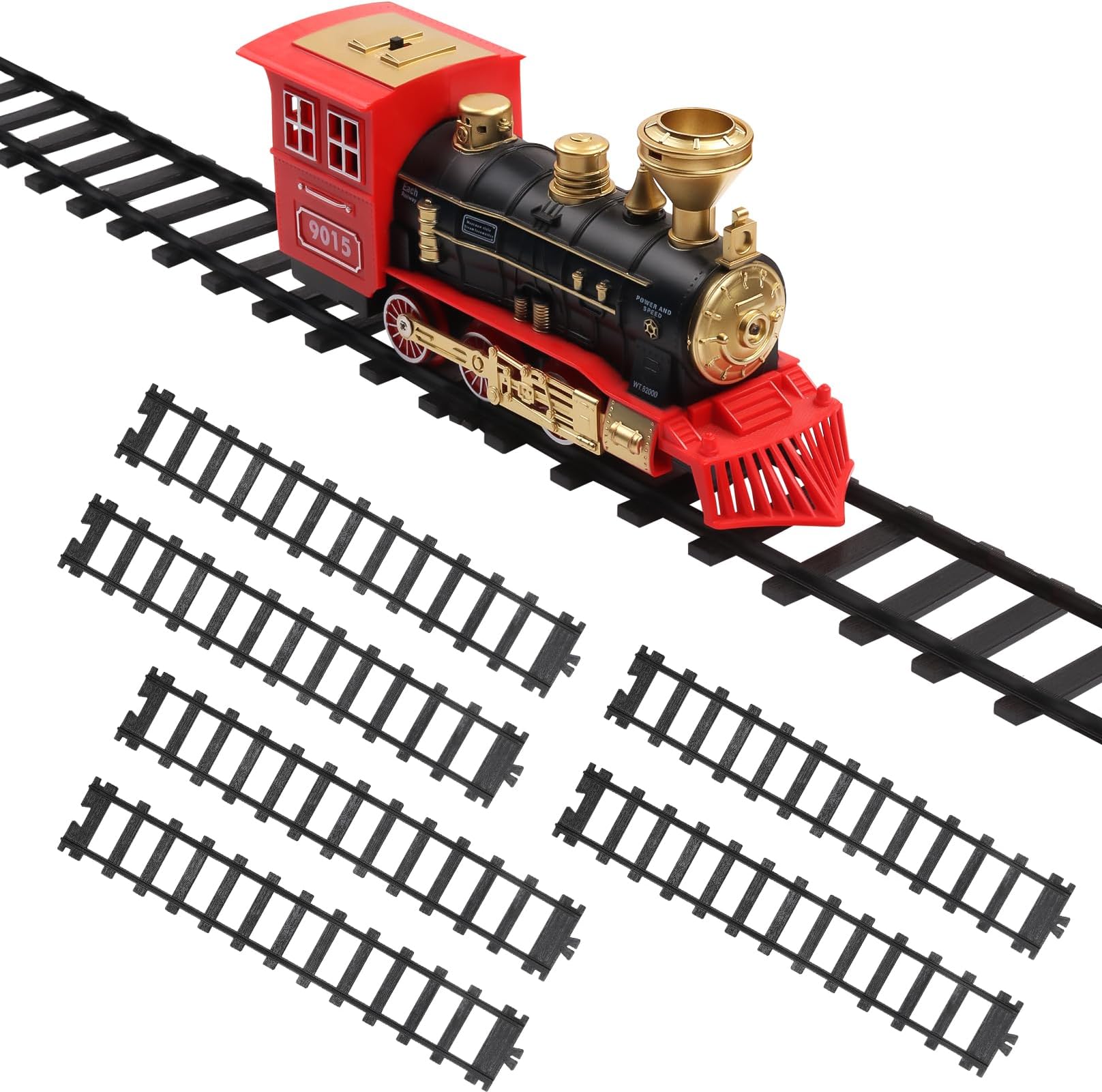 Hot Bee 6 Pcs Train Tracks Accessories Straight Train Track Railroad Building Toy Railway Rail with Snaps 9015 Trains Set,Gifts for 3 4 5 6 7 8+ Year Old Kids (Size：6cm-2.36in)