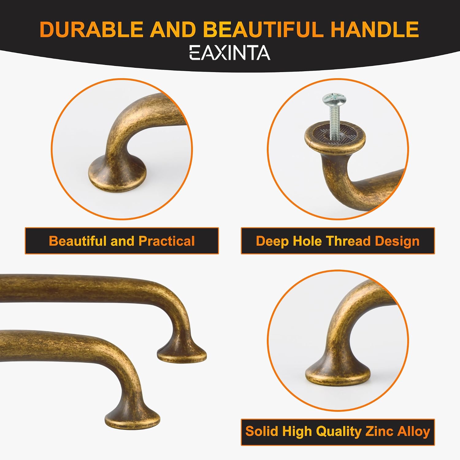 10 Pack 5 Inch(128MM) Antique Brass Cabinet Pulls | Solid Zinc Alloy Handles for Kitchen Cabinets Bedroom Cabinet Pull Drawer Handles