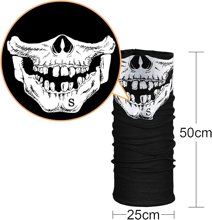 Amazon Com Tatuo 3 Pack Skull Face Mask Half Sun Dust Protection Tube Mask Durable Bandana Skeleton Motorcycle Fishing Hunting Cycling Riding Festival Neck Gaiter Automotive