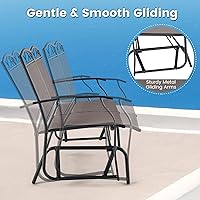 Vista 3 de Tangkula Juego de 2 piezas para conversar con planeadores de patio, sofá biplaza deslizante para exteriores con mesa de café de vidrio templado