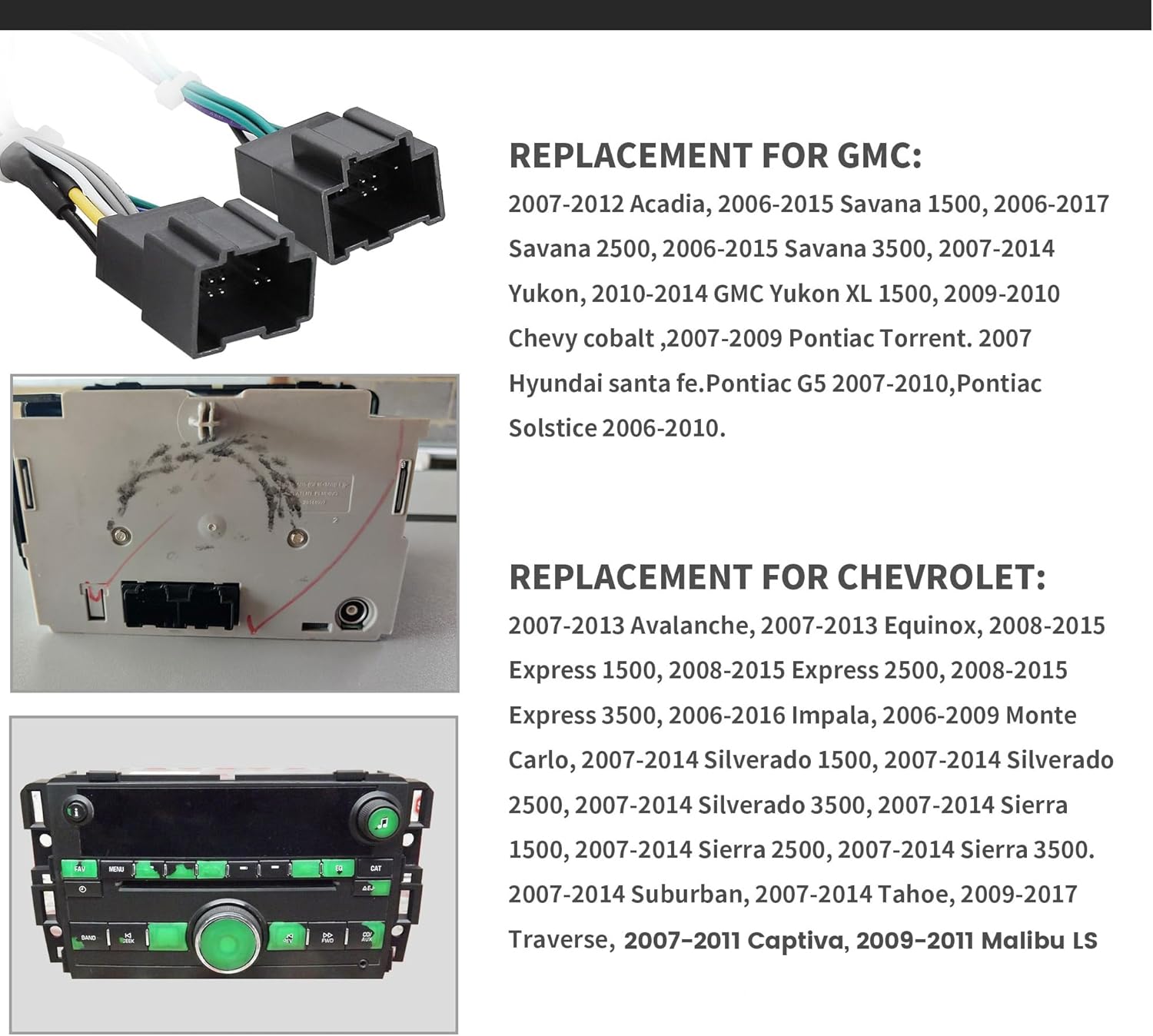 NuIth Radio Replacement Interface Retaining Steering Wheel Control for Chevy 07-11Silverado 07-09 Sierra 07-14 Suburban 08-15 Express, for GMC 06-15 Savana 07-14 Yukon for Cadillac 07-12 Escalade