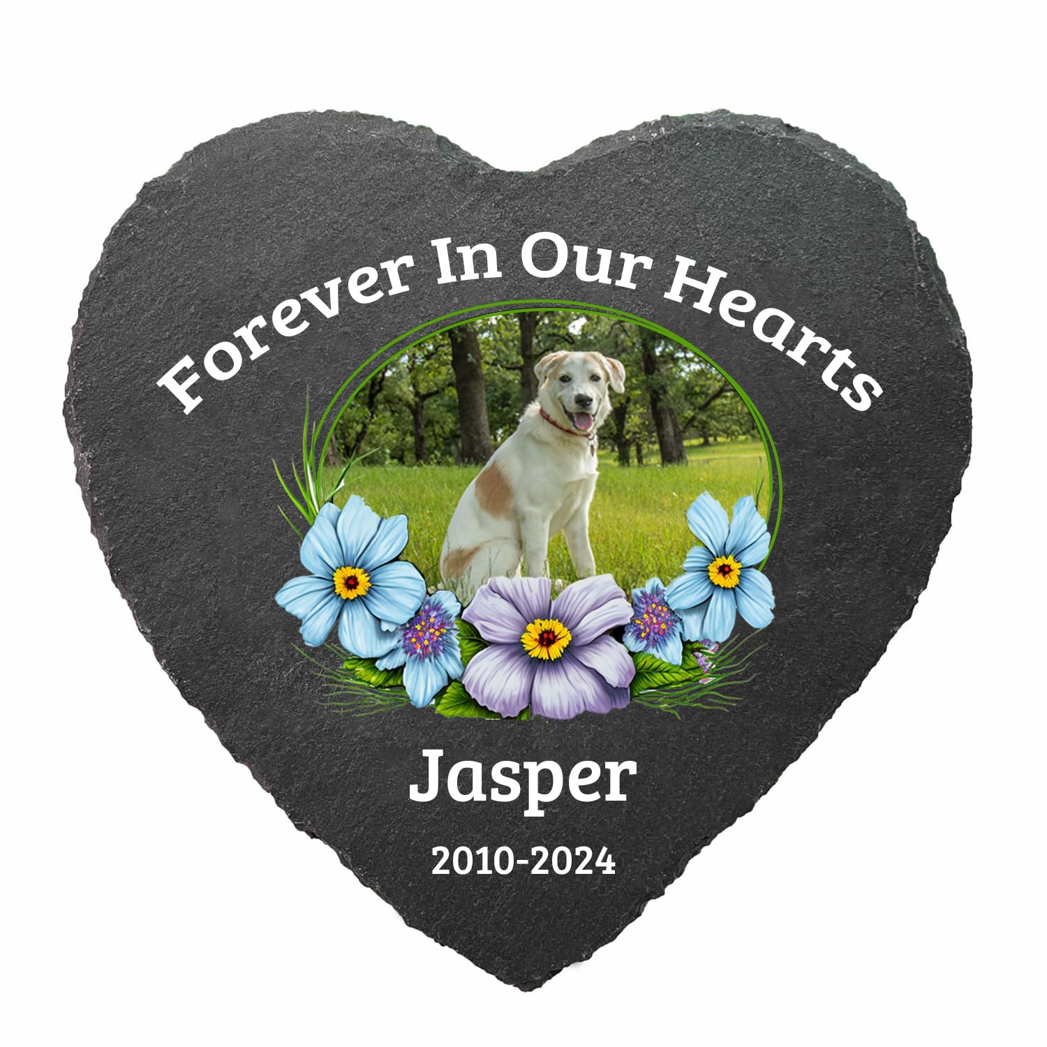 HaEnLab Personalized Dog Memorial Stone, Pet Memorial Gifts for Loss of Dog, Forever in Our Hearts Pet Loss Gifts, Custom Headstone Sympathy Gift, Cemetery Decorations for Grave, Gifts for Cat Lovers