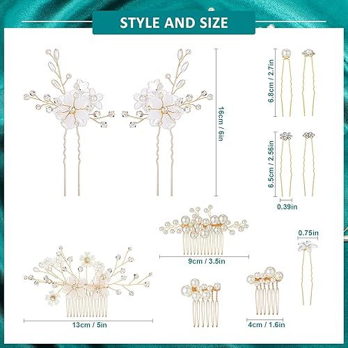 Miniatura 2 de 40 piezas de accesorios para el cabello de novia, horquillas decorativas para el cabello, alfileres de flores decorativas en forma de U, pin de