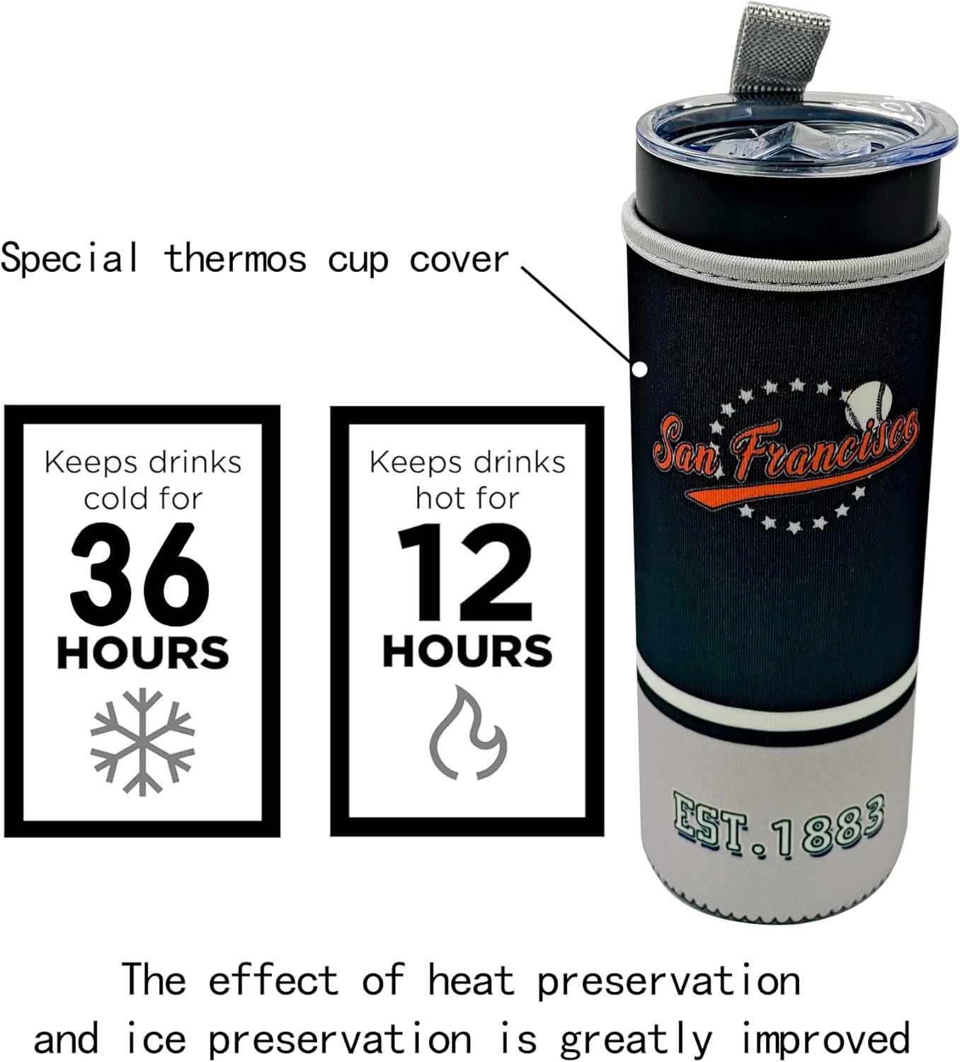 Tumbler 20oz Straight Skinny Car Cups With Insulated Cup Sleeve Portable Handle, Sports Travel Coffee Mug, Stainless Steel, Insulated,Classic Collection Gifts for Fans - Image 5