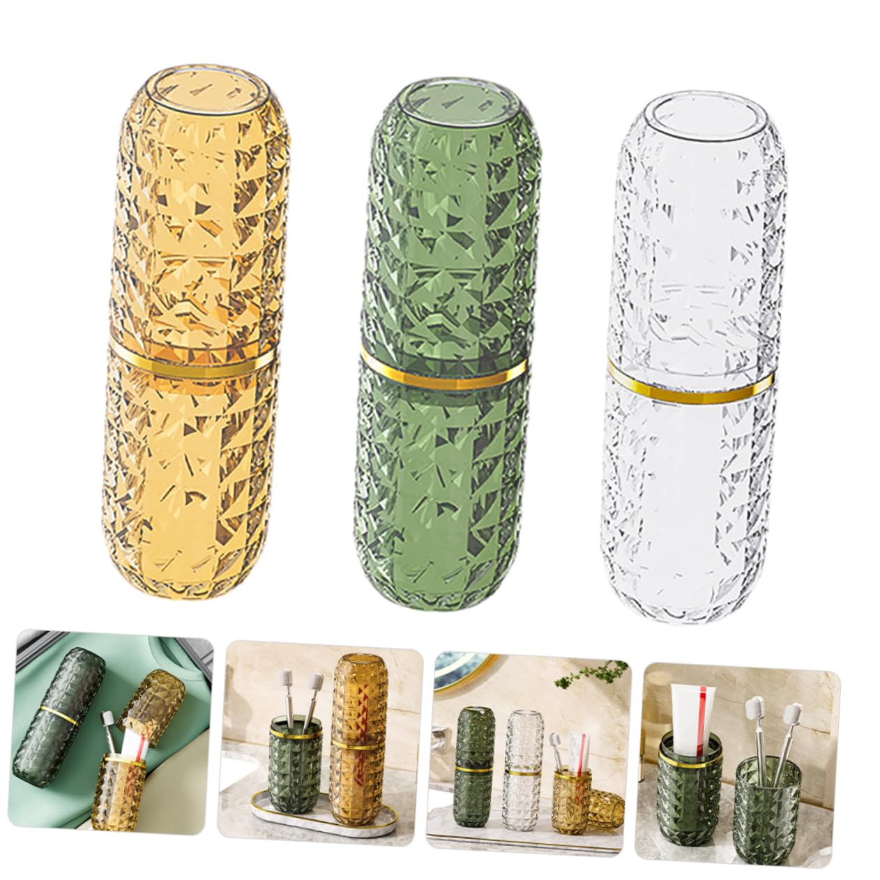 BESTOYARD 3pezzi Portaspazzolino Da Viaggio Organizer Per Bagno Contenitore Per Spazzolino e Dentifricio Design Elegante e Portatile Per Famiglie e Viaggi