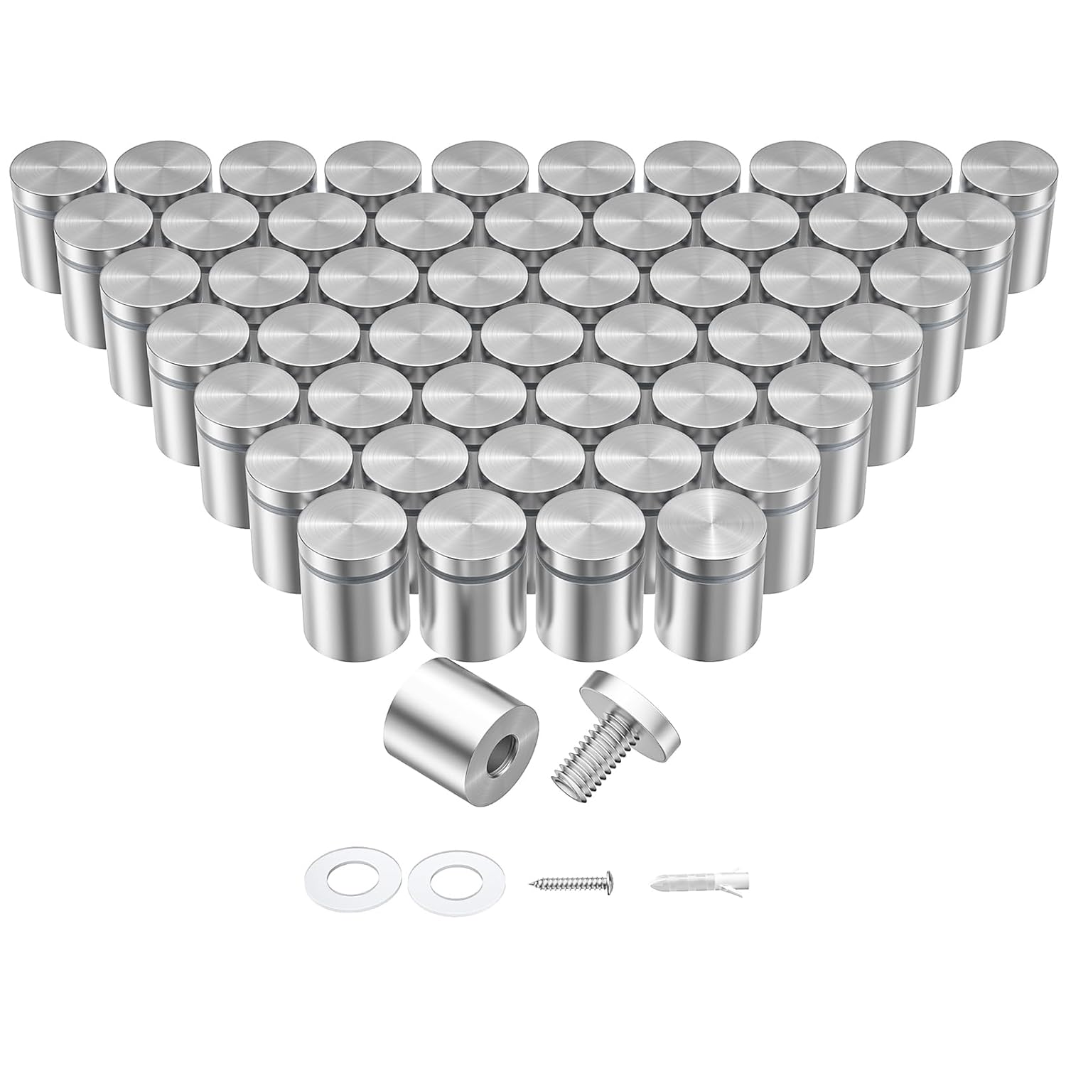 50 Pcs 1 x 1 Inch Stainless Steel Standoff Screws, Standoff Mounting Hardware Advertising for Acrylic Signs, Stand Off for Hanging Picture Frame, Silver