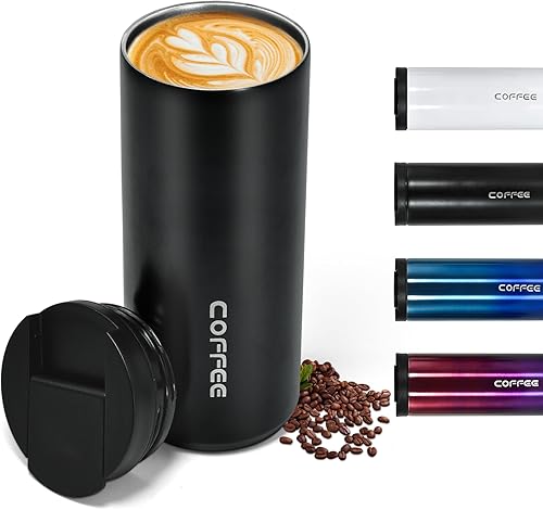 Taza de café aislada de 17 onzas, taza de café de viaje, taza de café aislada al vacío con tapa de rosca a prueba de fugas, taza de café para