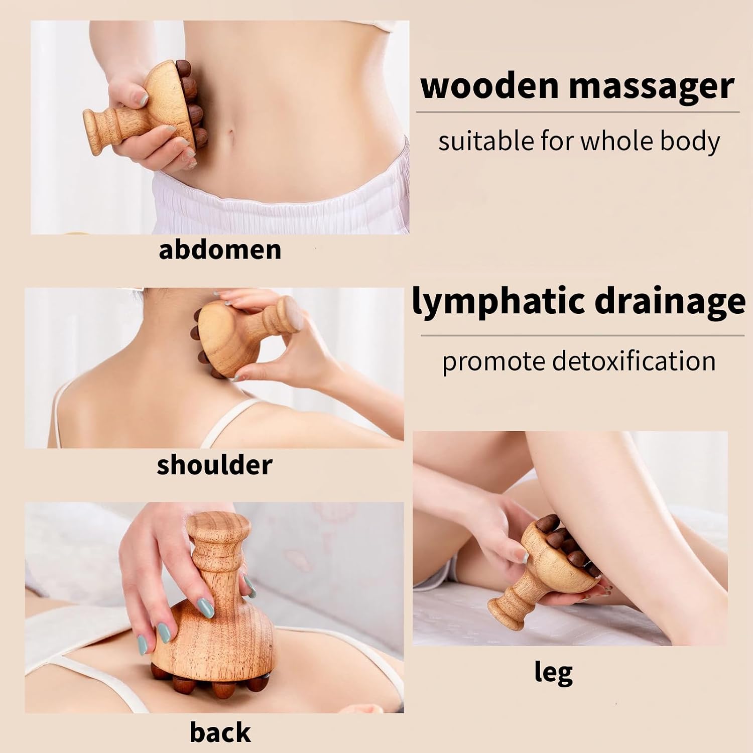Wood Therapy Massage Tool for Belly Fat, Cellulite Lymphatic Drainage image 3
