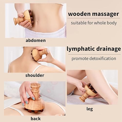 Miniatura 3 de Herramienta de masaje de terapia  Masajeador de setas de madera  Masajeador de drenaje linfático de madera  Kit de maderoterapia  Cepillo de presión
