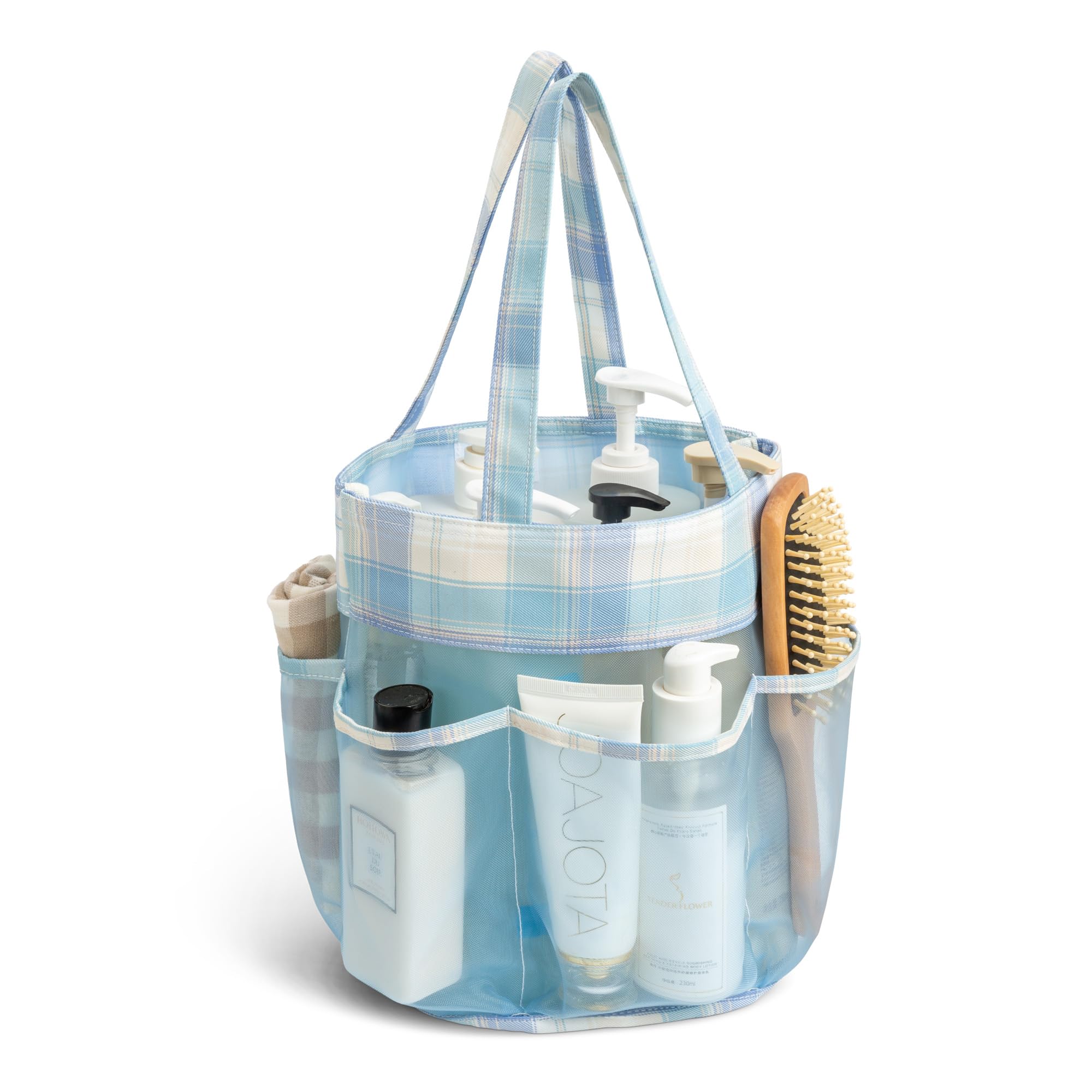 Naimuesly Mesh Shower Caddy Portable Bathroom Caddy Organizer for College Dorm Essentials Hanging Shower Tote Bag with 7